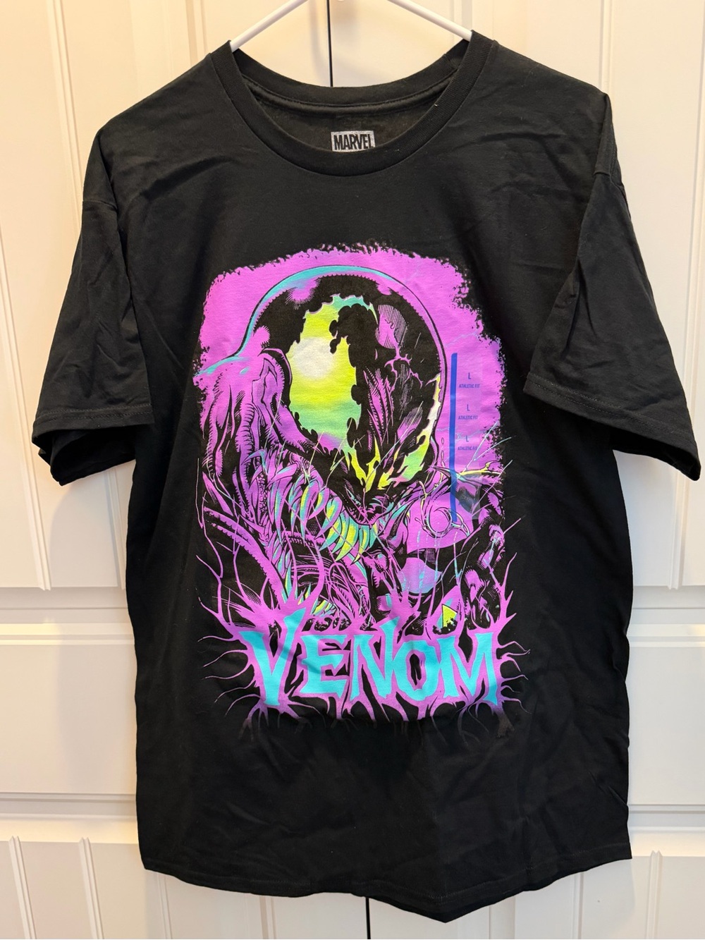 Marvel Venom Neon Graphic Tee - Black with Pink, Teal, Yellow